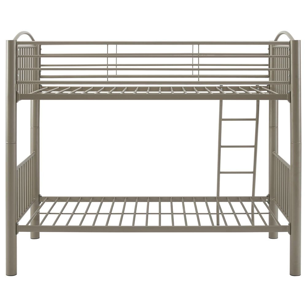 Linon Home Decor Heavy Twin Over Twin Bunk Bed in Pewter, , large