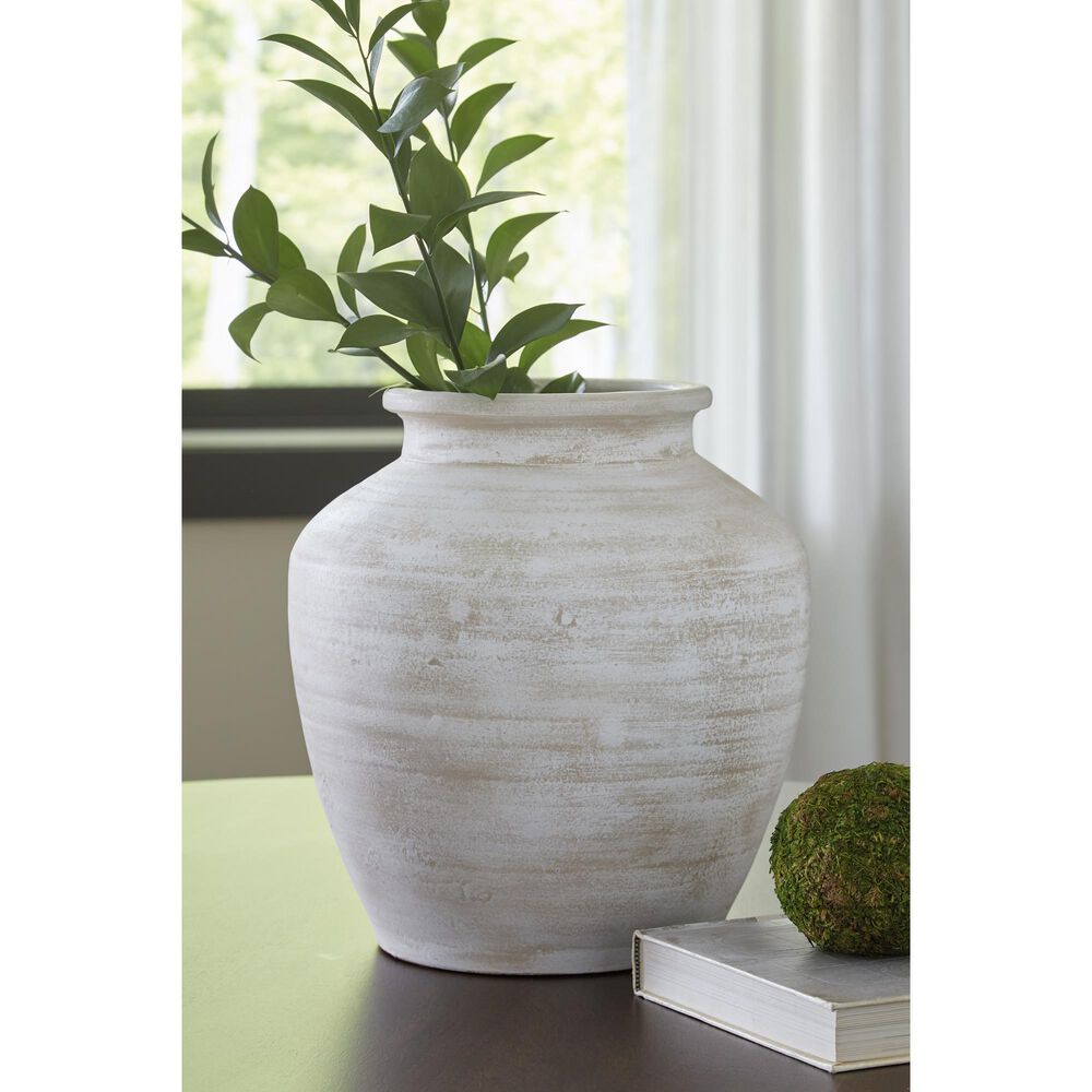 Ashley Meadie 12" Vase in Distressed White, , large