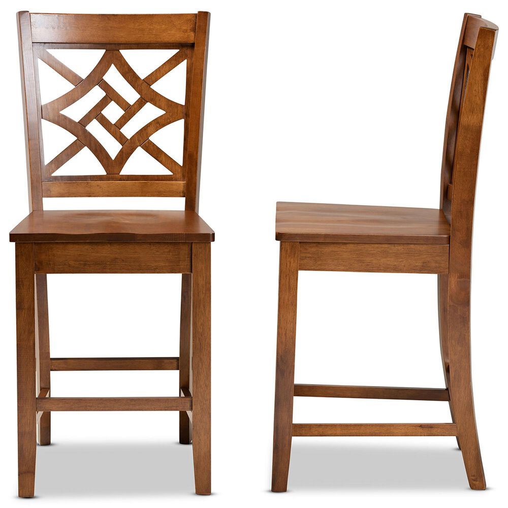 Baxton Studio Nicolette Counter Stool in Walnut Brown (Set of 2), , large