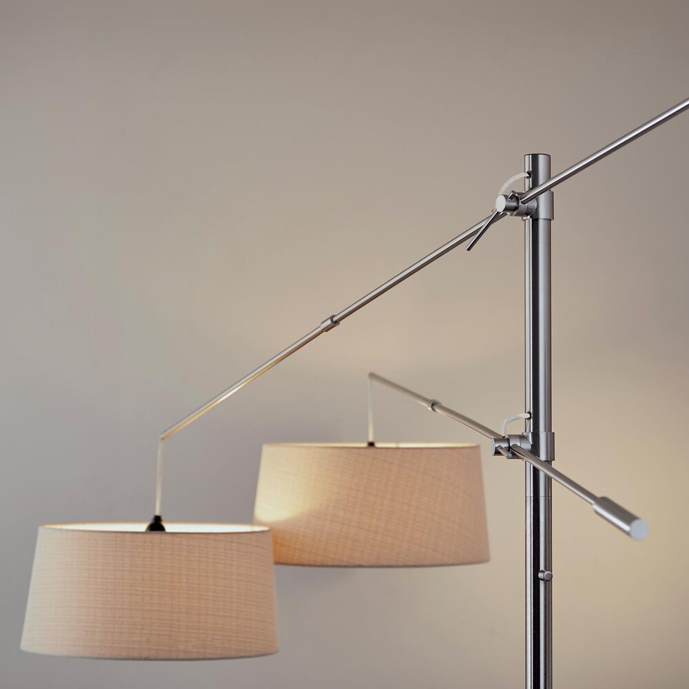 Adesso Manhattan 2-Arm Arc Lamp in Brushed Steel, , large