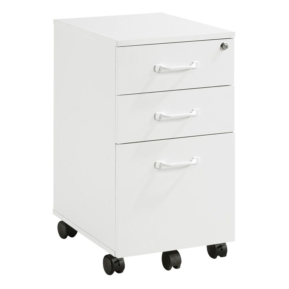 OSP Home Prado 2-Piece L-Desk and Rolling File Cabinet Set in White, , large