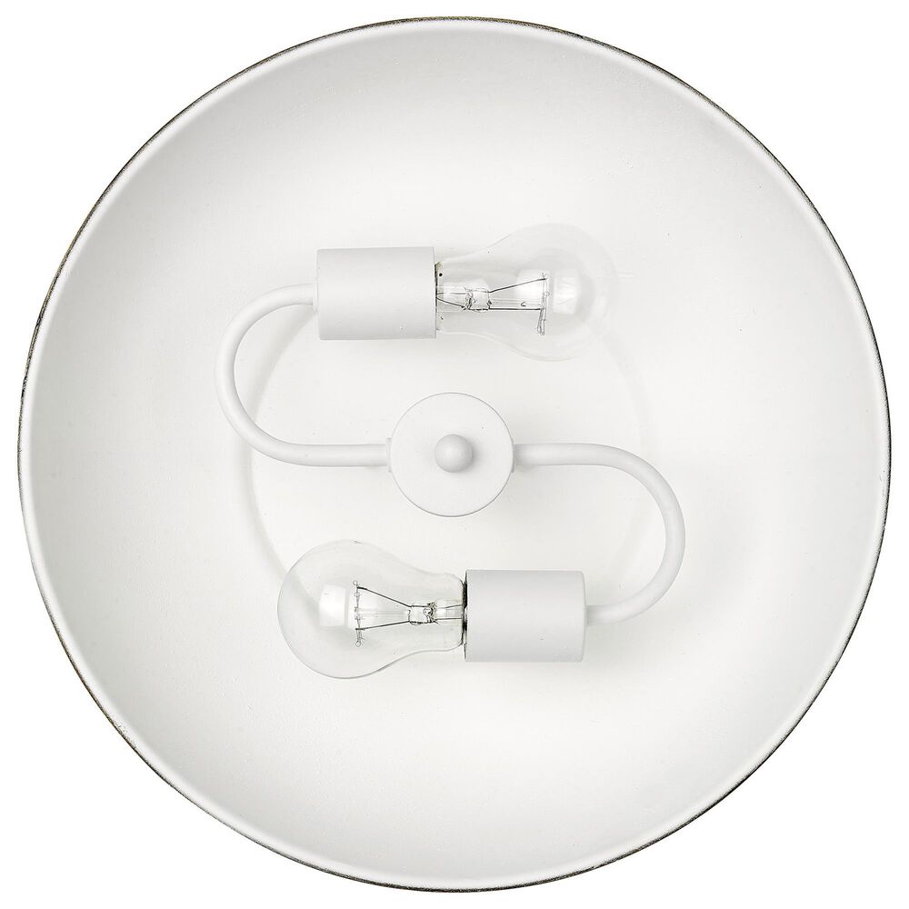 Golden Lighting Kinsley 2-Light Flush Mount with Antique Ivory Shade in Aged Galvanized Steel, , large