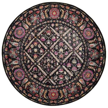 Safavieh Adirondack ADR203Z 6" Round Black and Fuchsia Area Rug, , large