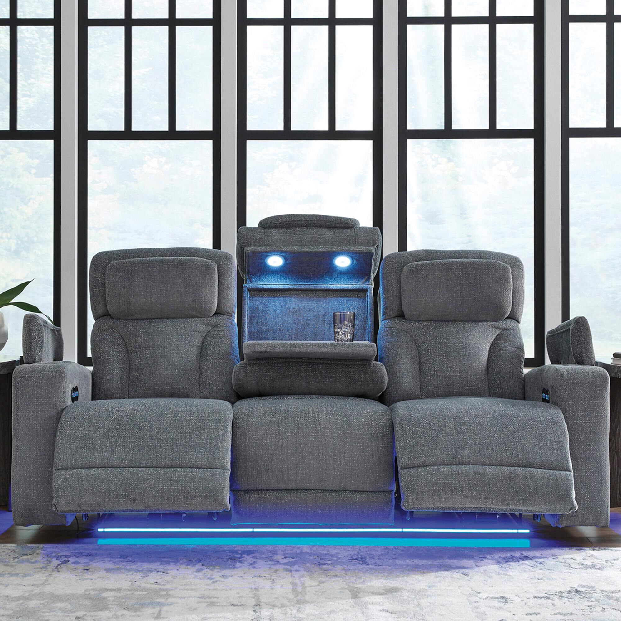 Ashley Forest Lake Power Reclining Sofa in Steel