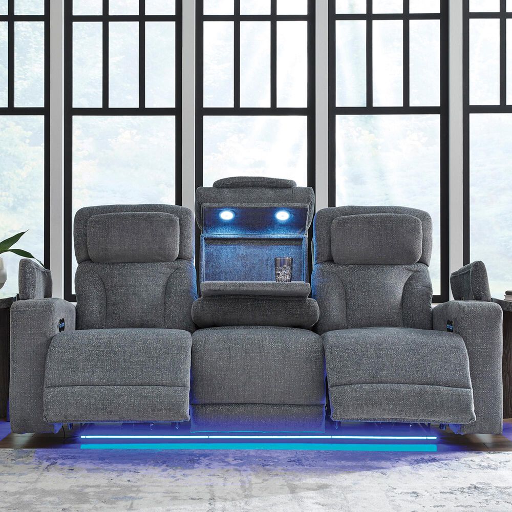 Ashley Forest Lake Power Reclining Sofa in Steel, , large