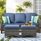 HOMLUX 3-Piece 72" Patio Sofa and Ottoman Set in Denim Blue, , large
