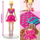 PlayDoh Barbie Ruffles and Bows Doll Set with Three Modeling Doughs in Yellow and Pink, , large