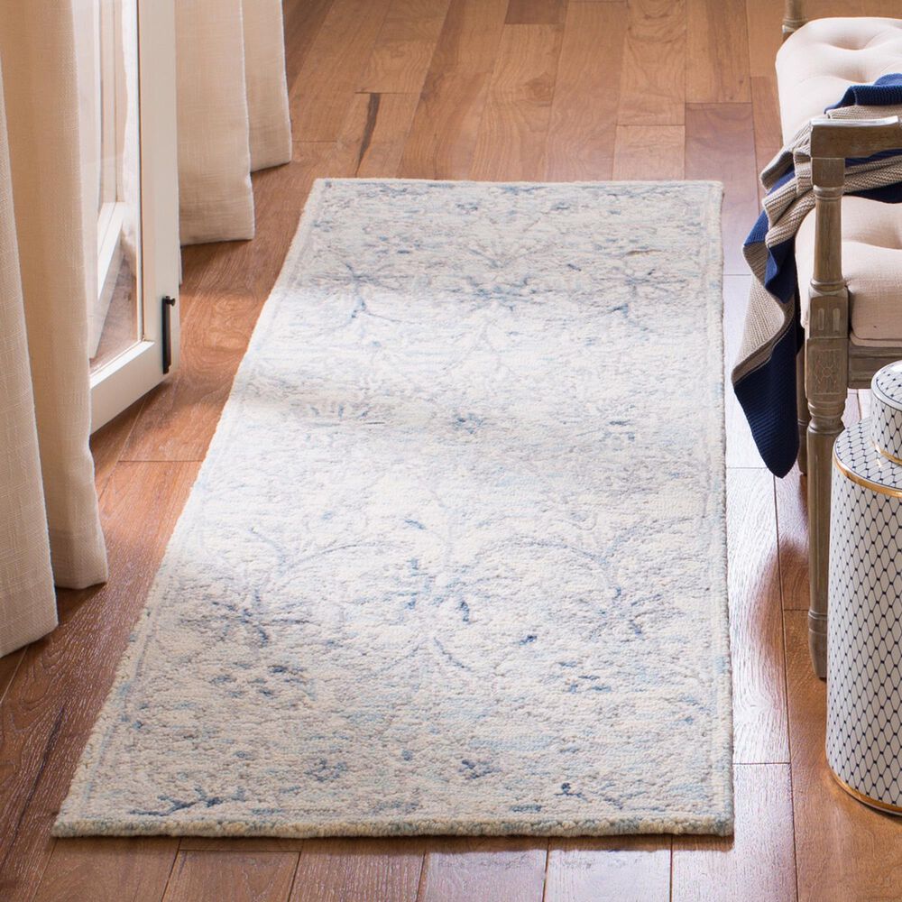 Safavieh Micro-Loop MLP506M 2&#39;3&quot; x 7&#39; Light Blue and Ivory Runner, , large