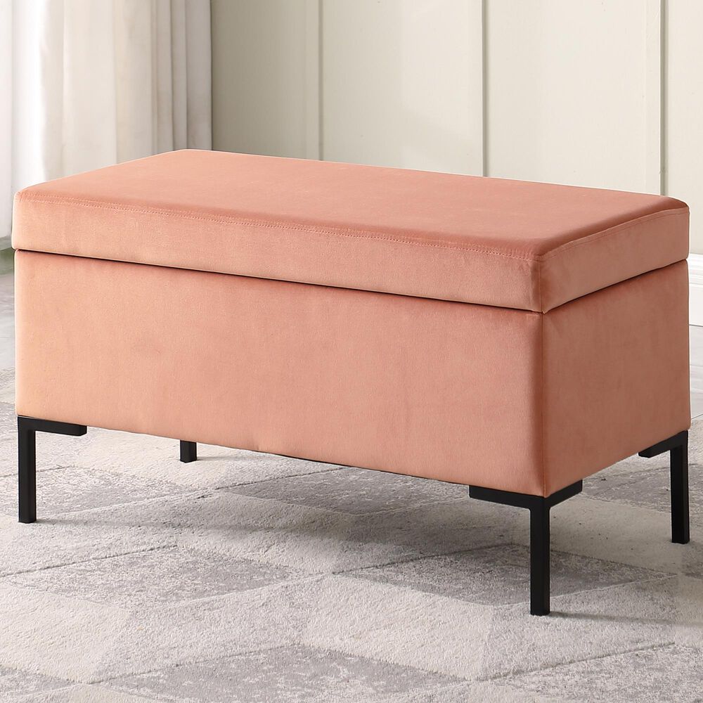 Kinfine Medium Metal Storage Bench in Blush, , large