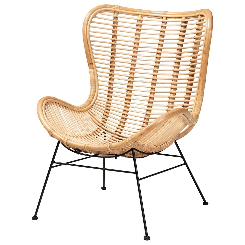 Baxton Studio Colorado Rattan Accent Chair in Natural Brown and Black, , large