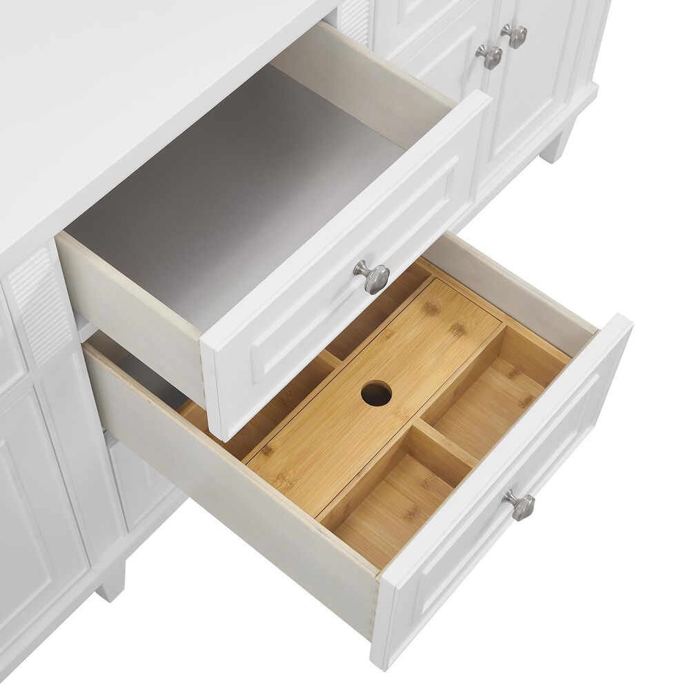 James Martin Vanities Lorelai 72&quot; Double Vanity in  Bright White with 3 cm Arctic Fall Solid Surface Top, , large