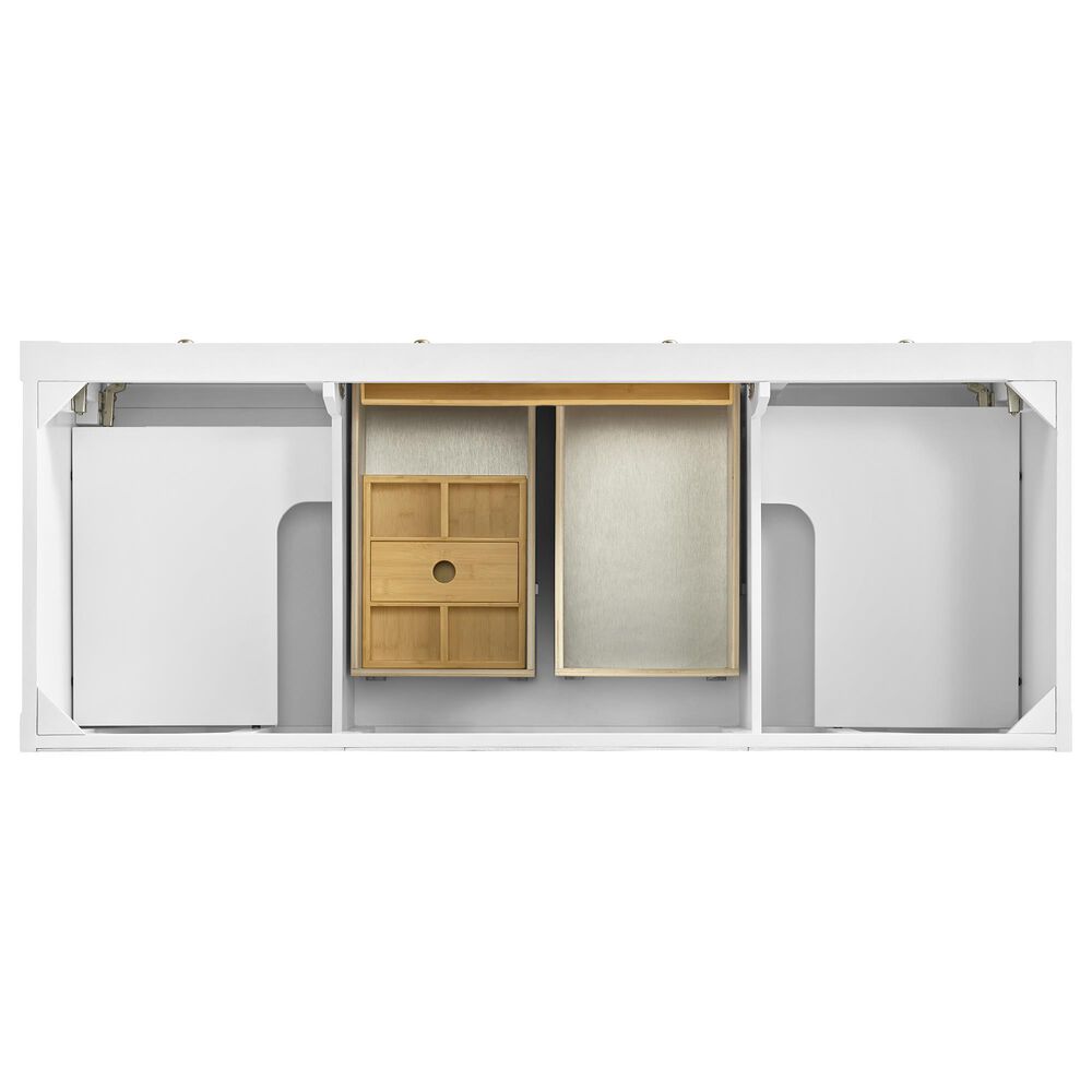 James Martin Vanities Breckenridge 60" Double Bathroom Vanity in Bright White with 3 cm Eternal Jasmine Pearl Silestone Top, Rectangular Sinks and FreePower Wireless Charger, , large