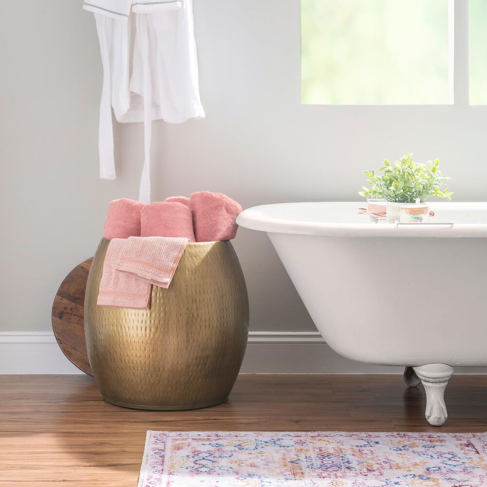 Linon Home Decor Royce 19&quot; Drum Side Table with Storage in Brass, , large