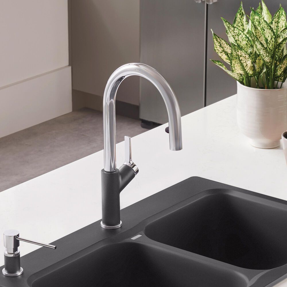 Blanco Urbena 1.5 GPM Pull-Down Kitchen Faucet in Chrome and Cinder, , large