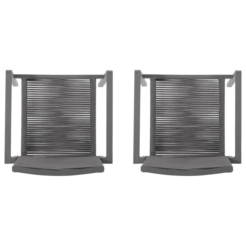 Hearth and Haven Outdoor Modern Aluminum Dining Chair with Dark Gray Rope Weave Seat in Gray &#40;Set of 2&#41;, , large