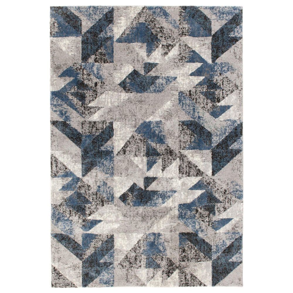 Central Oriental Structures Torrent Neola Deep Navy, Royal Blue, Slate Gray, Dusty Gray and Ivory 7"6" x 9"6" Area Rug, , large