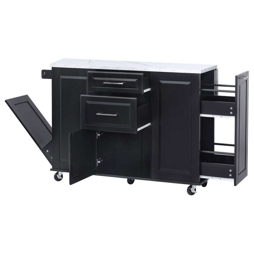 HOMLUX 51" Kitchen Island with Tilt Trash Can Cabinet in Black, , large