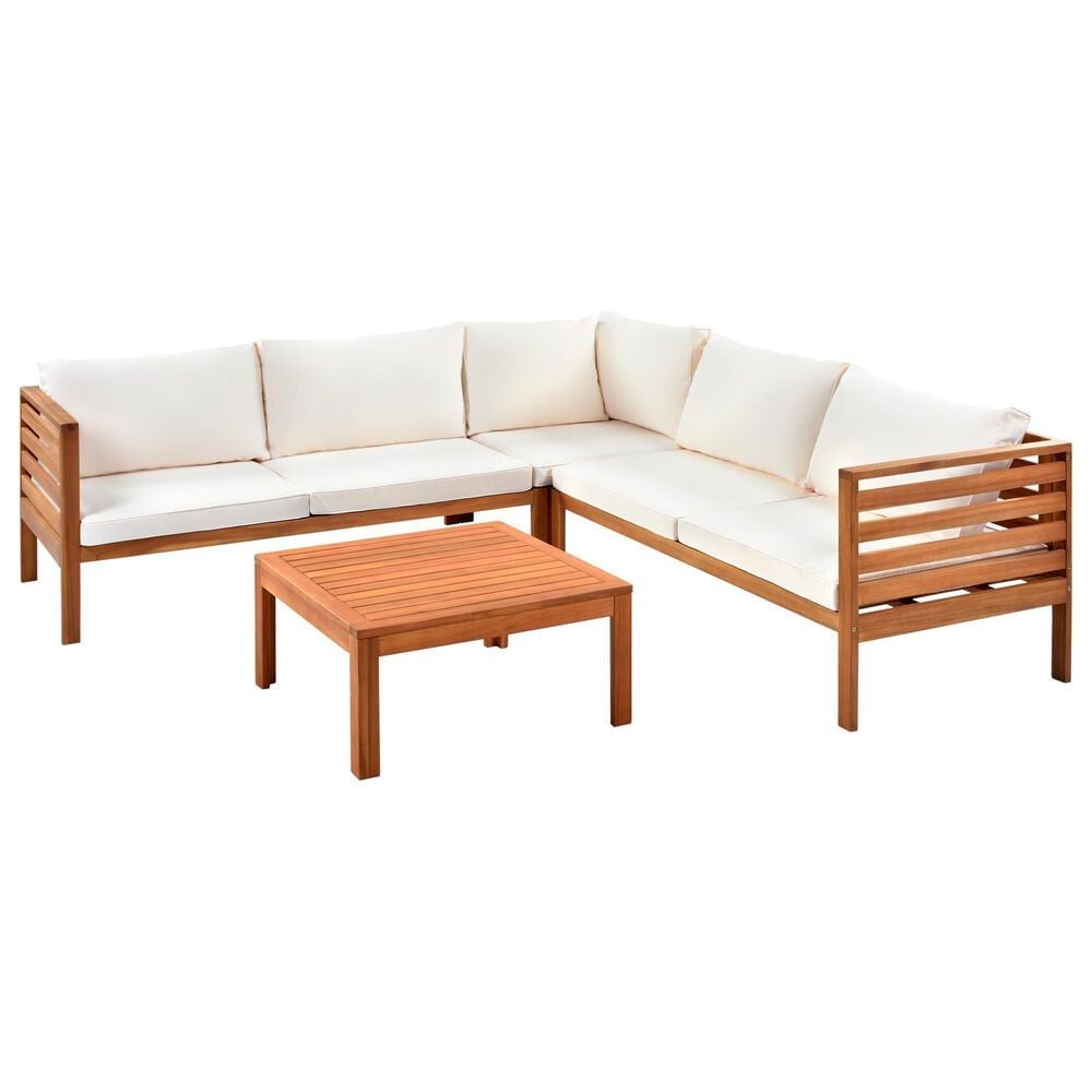 Hearth and Haven 4-Piece Outdoor Sectional Set in Beige, , large