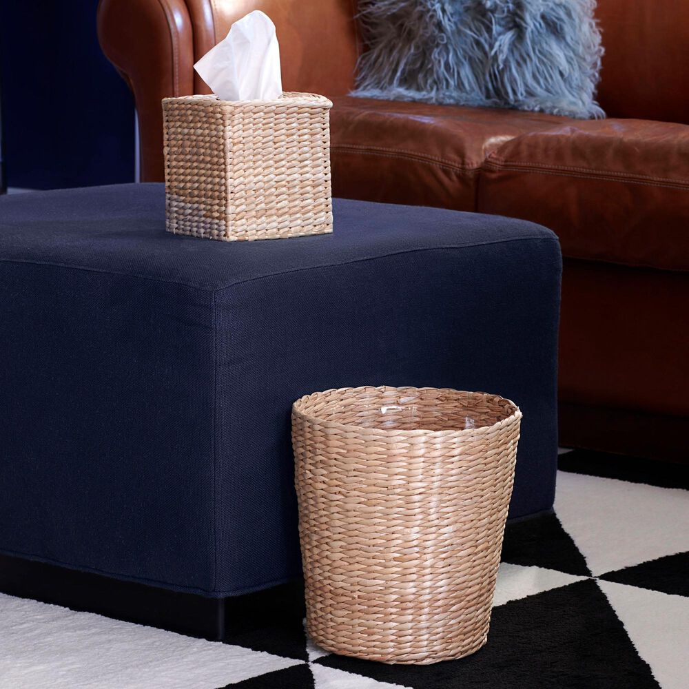 Household Essentials 3-Piece Wicker Bathroom Accessories Set with Toilet Tissue Stand, Wastebasket and Tissue Box in Brown, , large