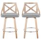 LumiSource Charlotte Swivel Counter Stool with Light Grey Fabric Upholstery in Whitewashed and Chrome (Set of 2), , large
