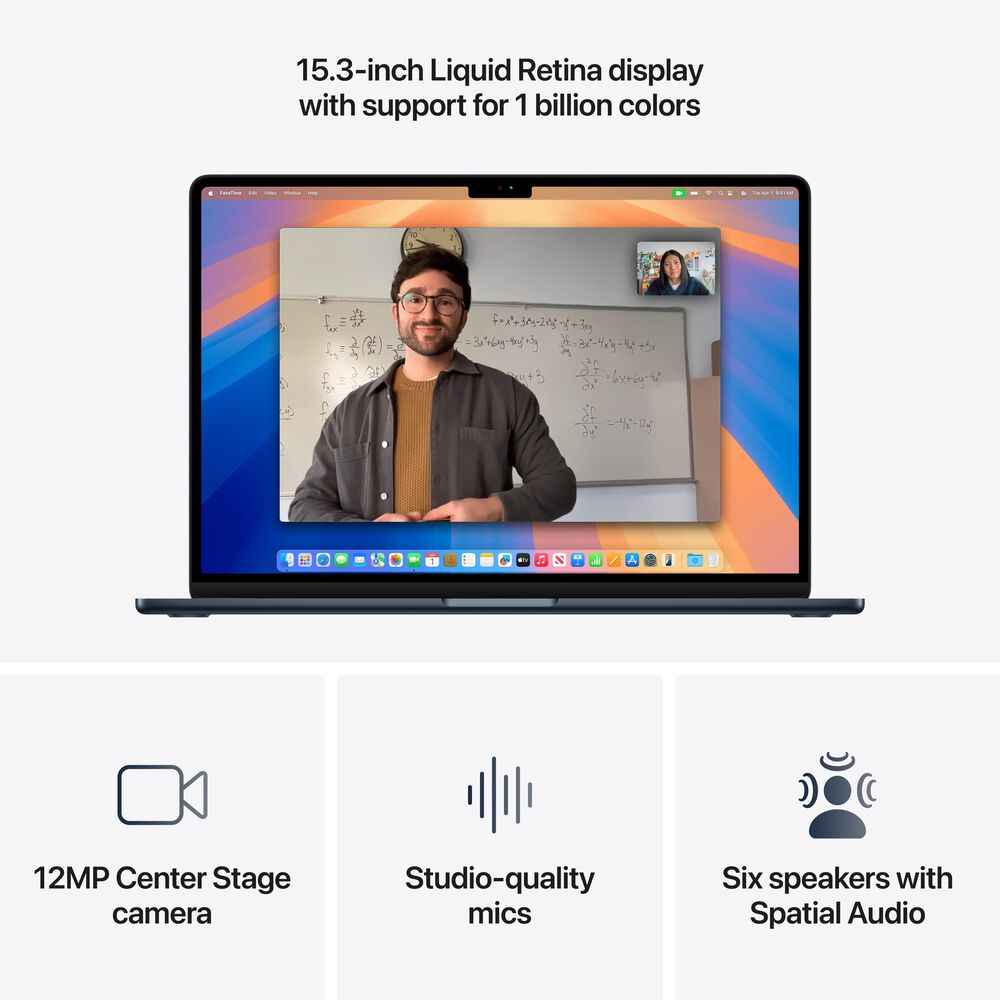 Apple MacBook Air 15-inch Laptop M4 chip - 10 Core CPU - 10 Core GPU - 16GB Memory - 512GB SSD - Midnight &#40;Latest Model&#41;, , large