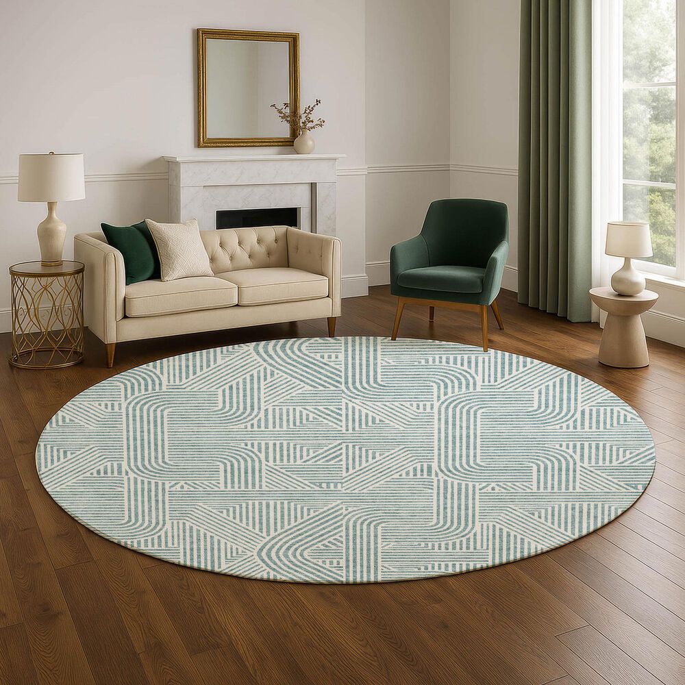 Dalyn Rug Company The Reserve TR14 Teal 8&#39; Round Indoor/Outdoor Area Rug, , large