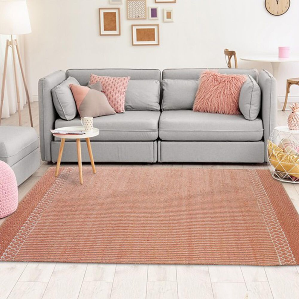 L&amp;R Resources Earth 7&#39;9&quot; x 9&#39;9&quot; Coral and White Area Rug, , large