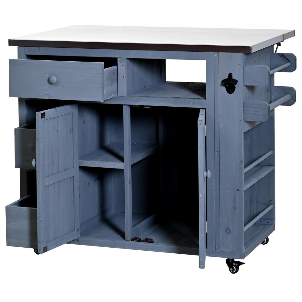HOMLUX 41.9" Outdoor Extendable Kitchen Island in Gray, , large