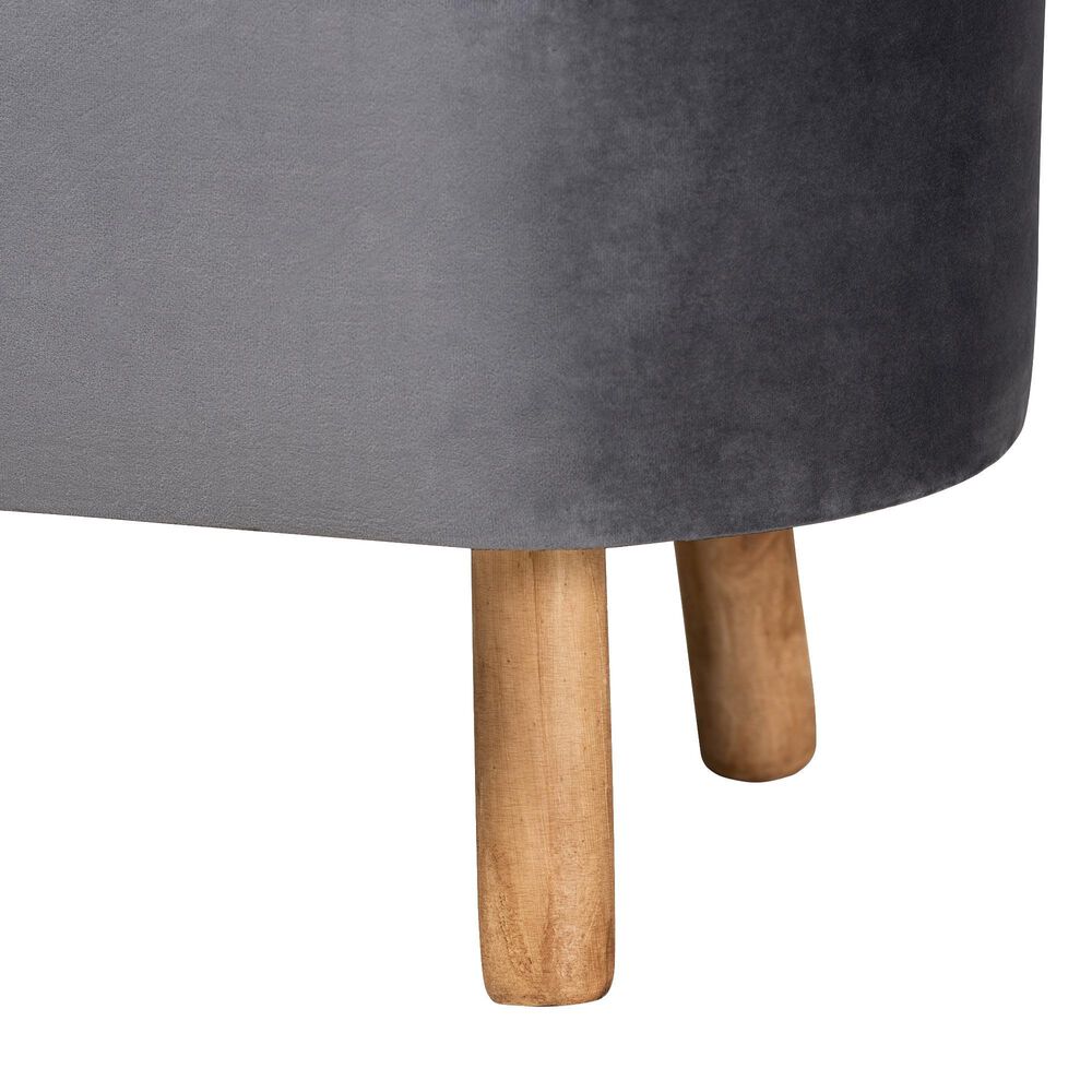 Baxton Studio Simone Upholstered Ottoman in Grey, , large