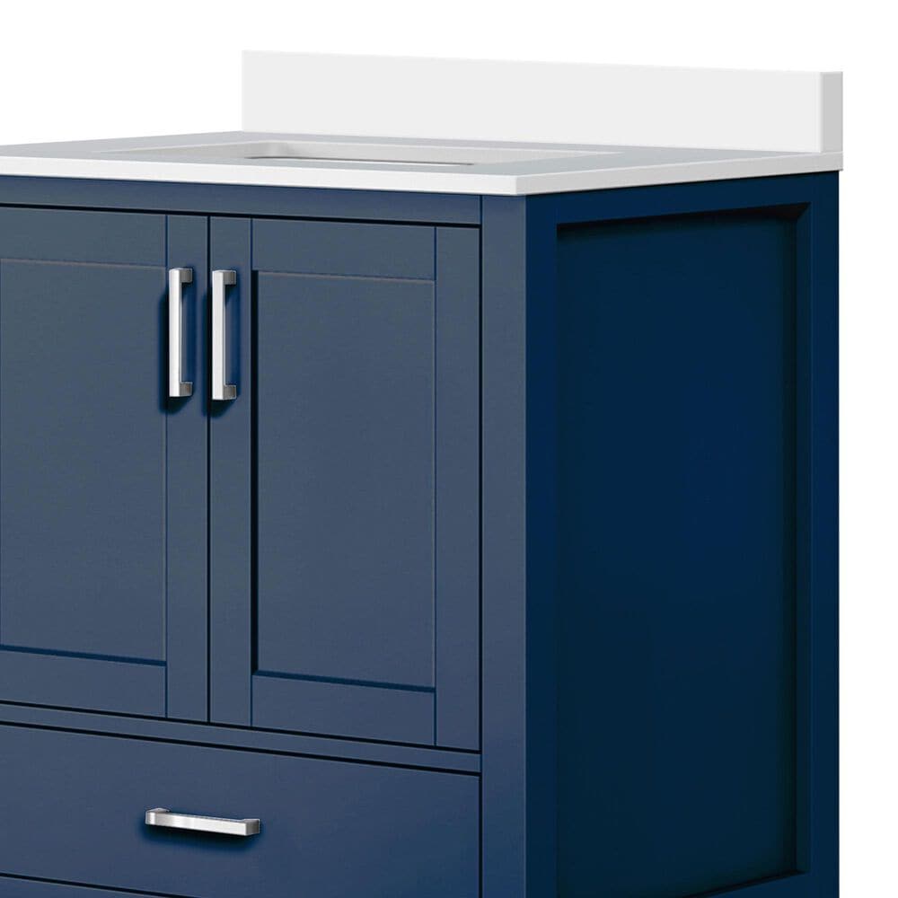 Lexora Home Jacques 72&quot; Double Bathroom Vanity in Navy Blue with 2 cm White Cultured Marble Top and Rectangular Sinks, , large
