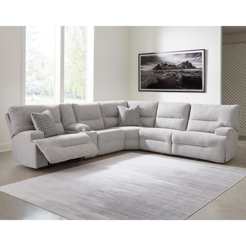 Ashley Acklen Place 6-Piece Power Reversible Reclining Sectional in Pewter, , large