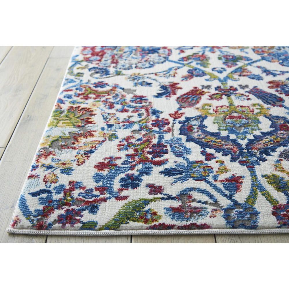 Nourison Ankara Global ANR06 2&#39;4&quot; x 8&#39; Ivory and Blue Runner, , large