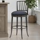Armen Living Vince Bar Height Stool with Night Life Blue Upholstery in Antique Pewter, , large