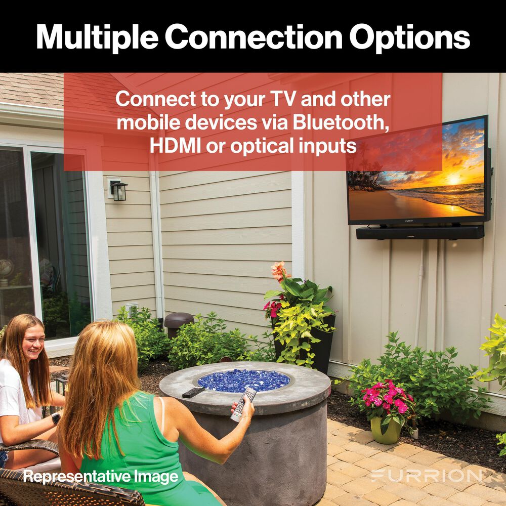 Furrion Aurora 55" Partial-Sun Premier 4K Outdoor Smart TV with 2.1 Outdoor Soundbar &amp; Wireless Subwoofer, , large