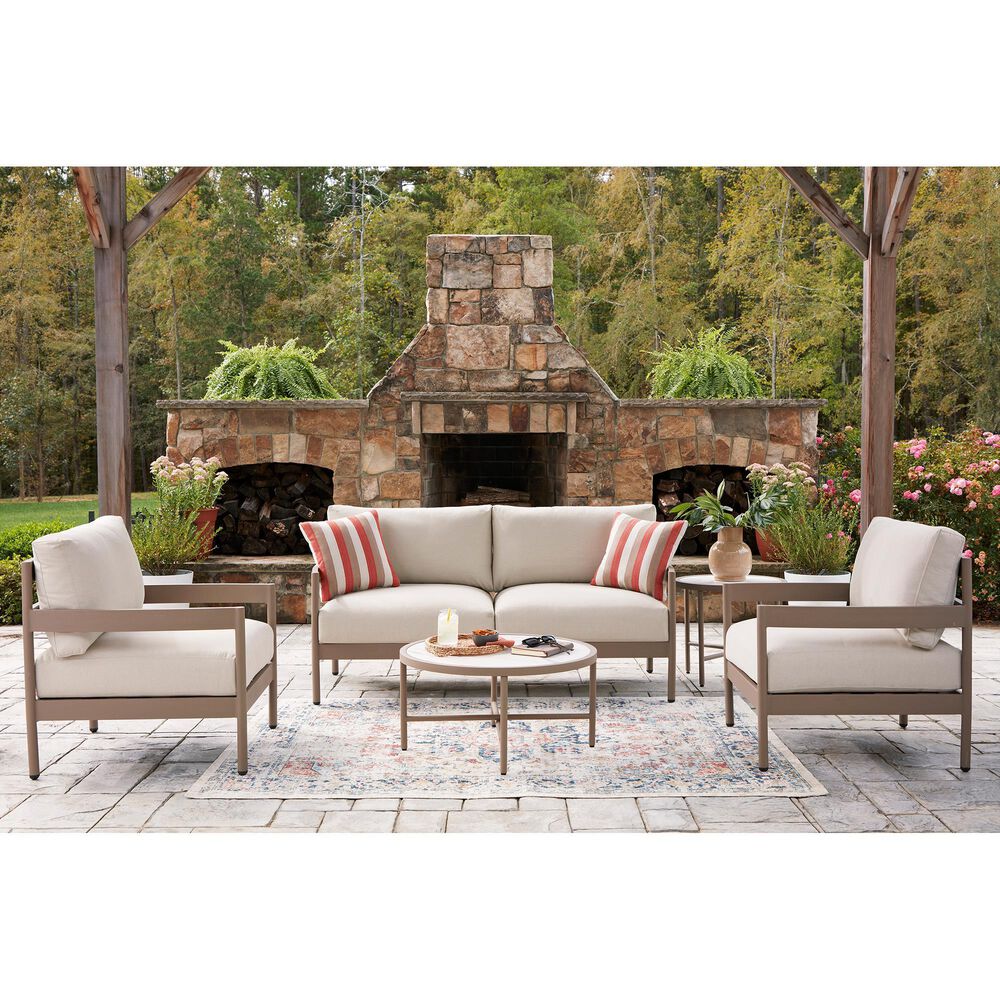 Ashley Bluff Trail 5-Piece Patio Conversation Set in Beige, , large