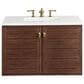 James Martin Vanities Amberly 36" Single Bathroom Vanity in Walnut with 3 cm White Zeus Quartz Top and Rectangular Sink, , large