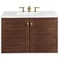 James Martin Vanities Amberly 36" Single Bathroom Vanity in Walnut with 3 cm White Zeus Quartz Top and Rectangular Sink, , large