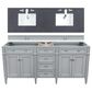 James Martin Vanities Brittany 72" Double Bathroom Vanity in Urban Gray with 3 cm Charcoal Soapstone Quartz Top and Rectangle Sinks, , large