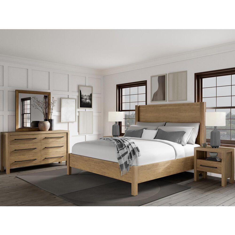 Shannon Hills Davie King Wood Panel Bed in Pale Oak, , large