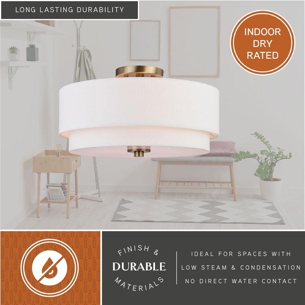 Vaxcel Burnaby 3-Light Semi-Flush Mount in Matte Brass, , large