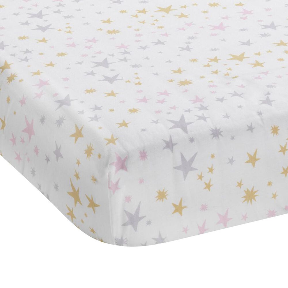 Lambs and Ivy Rainbow Sheet in Pink, Purple and Gold, , large
