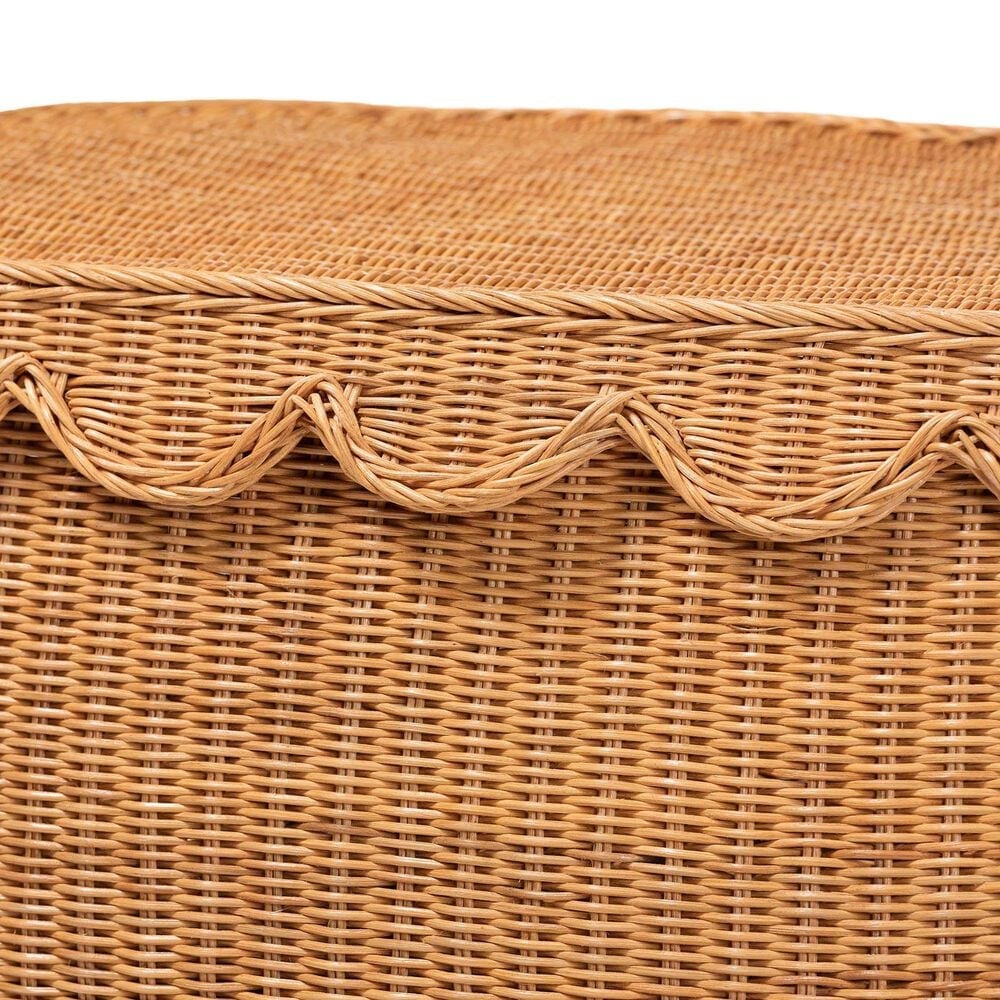Baxton Studio Ayleen Large Basket with Scalloped Lid in Light Honey, , large