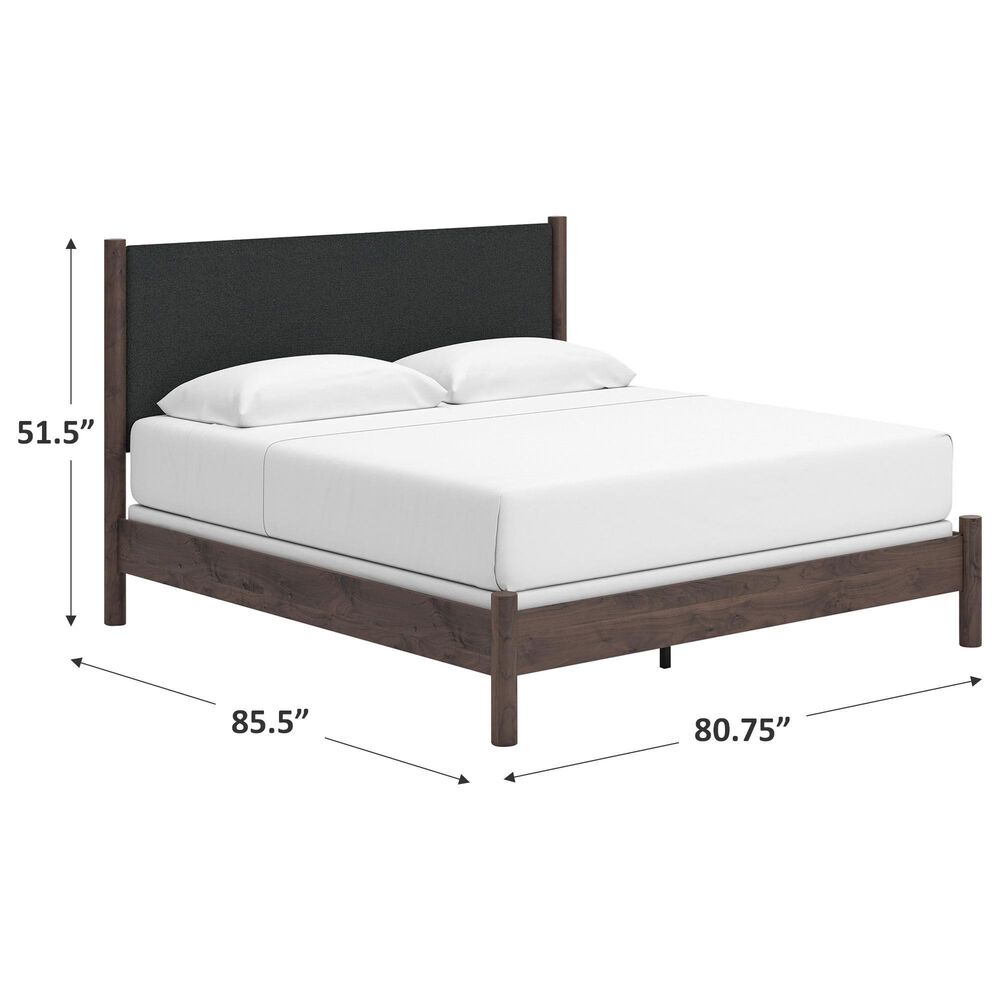 Ashley Pamytta King Upholstered Panel Bed in Rich Brown, , large