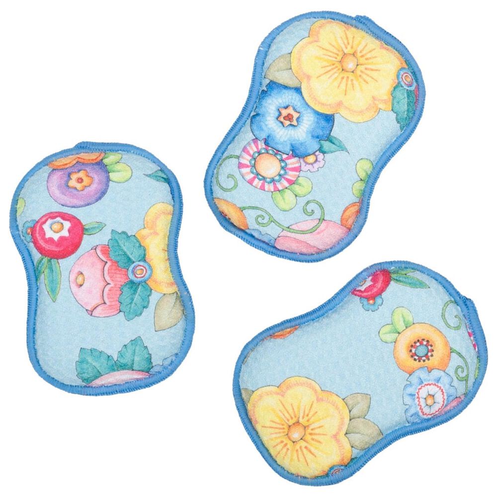 Once Again Home Wildflower Garland Reusable Sponge in Light Blue (Set of 3), , large
