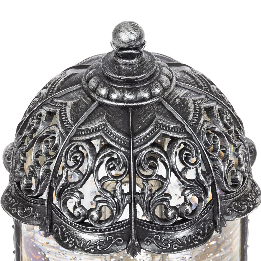 The Gerson Company Lighted Spinning Water Globe Lantern with Rotating Halloween Figurines in Gray, , large