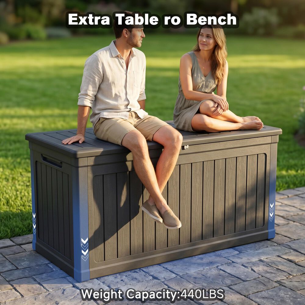 Hearth and Haven 260-Gallon Outdoor Plastic Deck Box in Black, , large