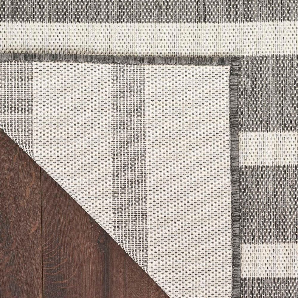 Nourison Positano POS03 Charcoal and Ivory 6&#39; x 9&#39; Indoor/Outdoor Area Rug, , large