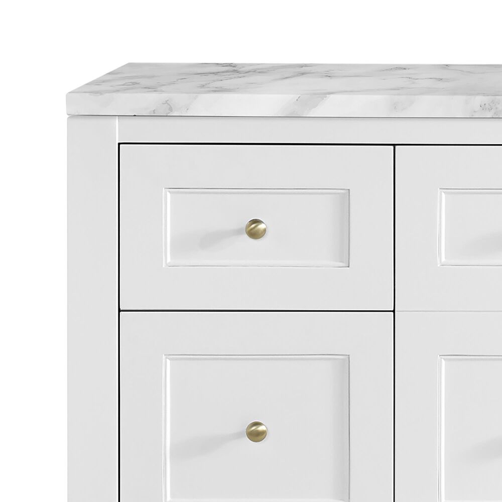 James Martin Vanities Breckenridge 60" Single Bathroom Vanity in Bright White with 3 cm Carrara White Marble Top and Rectangular Sink, , large