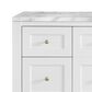 James Martin Vanities Breckenridge 60" Single Bathroom Vanity in Bright White with 3 cm Carrara White Marble Top and Rectangular Sink, , large