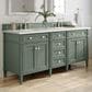 James Martin Vanities Brittany 72" Double Bathroom Vanity in Smokey Celadon with Single Hole 3 cm White Zeus Quartz Top and Rectangular Sinks, , large